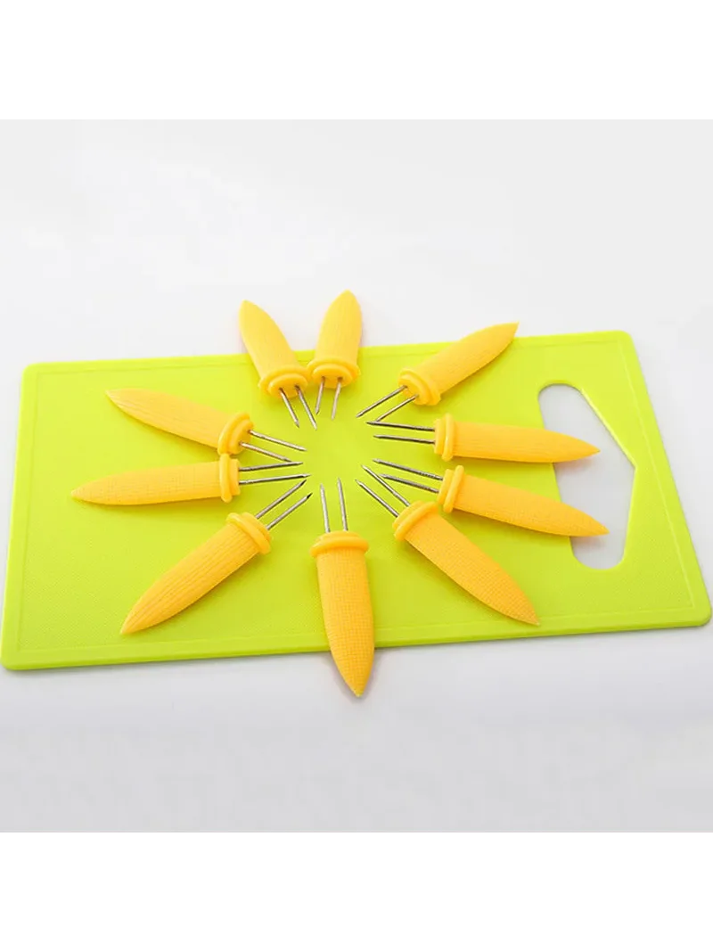 10Pcs Corn on The Cob Holders Stainless Steel Corn Holders on The Grill, Cob Skewers Double Fork Sweet Sea