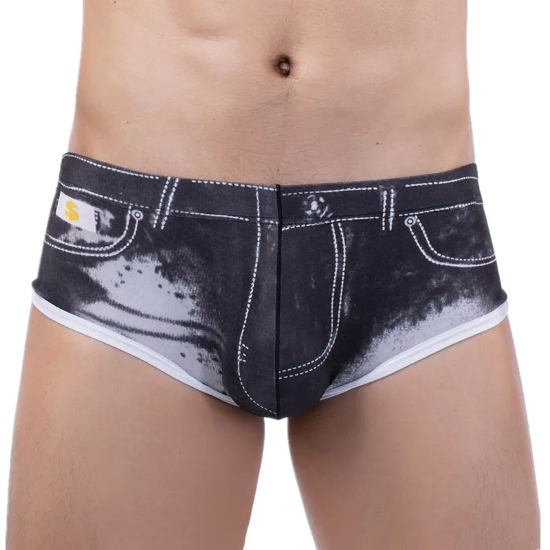 

Mens Underwear Briefs Shorts Bikini Homme Slip Faux Jeans Panties For Man Breathable U Convex Pouch Underpants Cueca Calzoncillo