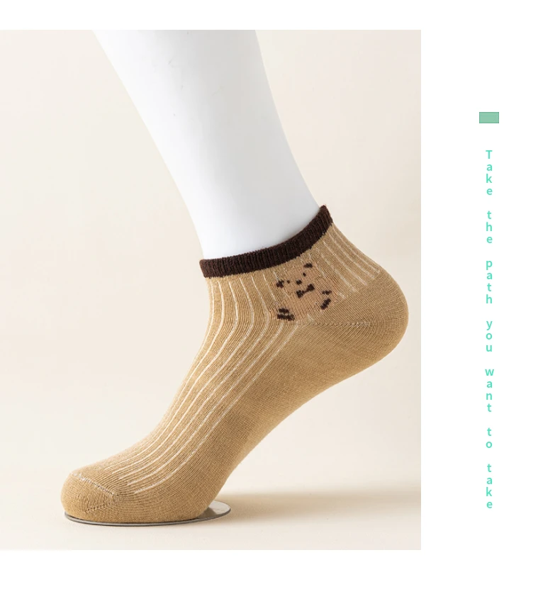 Cute Teddy Bear Short Socks - Casual SpringSummer Boat Socks