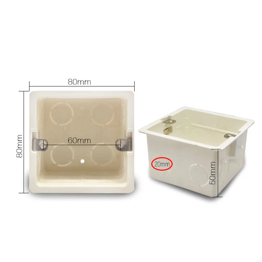 

Durable Socket Box for Switches and Sockets Brass Thread 80x80x50mm Square Size Multiple Cable Input/Output Points