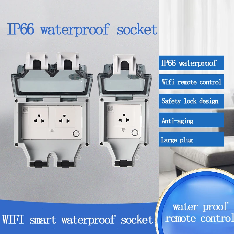 

Умная водонепроницаемая розетка IP66 с Wi-Fi, уличная водонепроницаемая розетка, защитная крышка, тип 86, уличная непромокаемая розетка стандарта США, 16 А