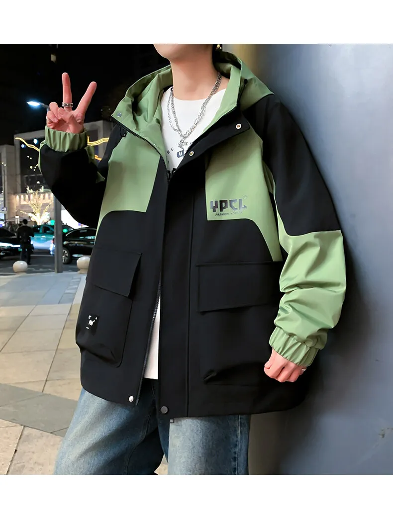 Lässige Herren-Kapuzenjacken 2026 Frühling Herbst Jugend Streetwear Mode Reißverschluss Cargo-Mantel Outdoor Loose Windbreaker Oberbekleidung – Detail 14