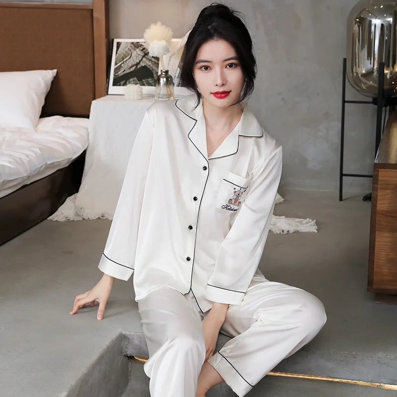 

Lapel Printed Sleepwear Women 2PCS Sleep Set With Buttons Summer Casual Nightgown Loungeweae Elastic Waist Pyjamas Home Clothes