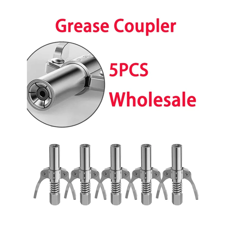 5PCS Grease Coupler 10000PSI Heavy-Duty Quick Release Oil Grease Coupler Oil Pump Two Press Easy Push