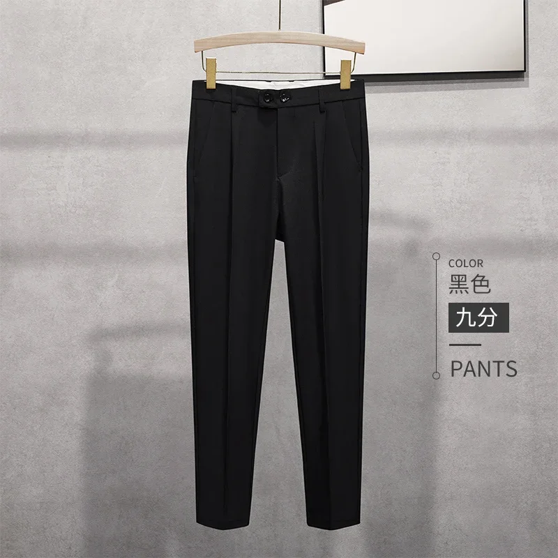 

New fashion casual nine feet pants solid color business professional straight men's suit pants.25-40 2857