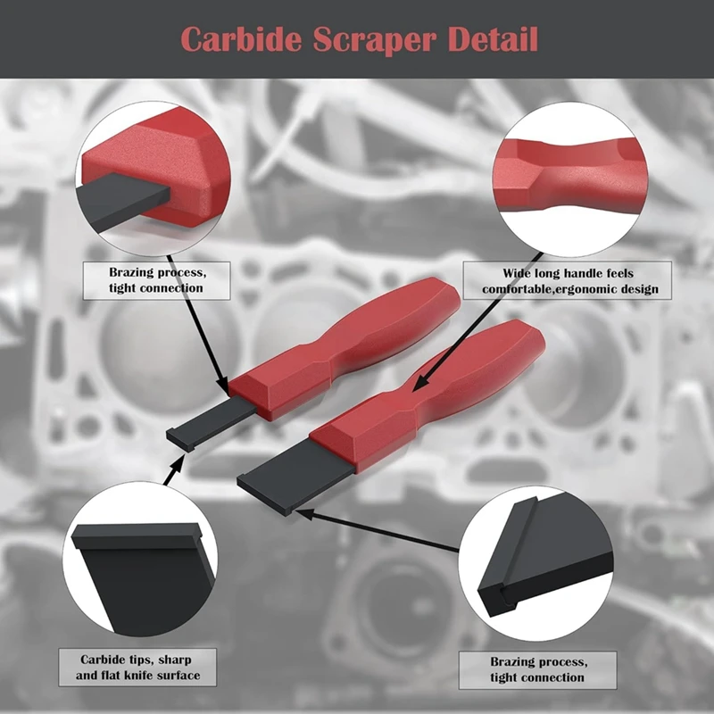 SUNFLO Carbide Scrapers Super Carbide Gasket Scrapers For Metal And Automotive 1-1/4 Inch And 5/8 Inch Set
