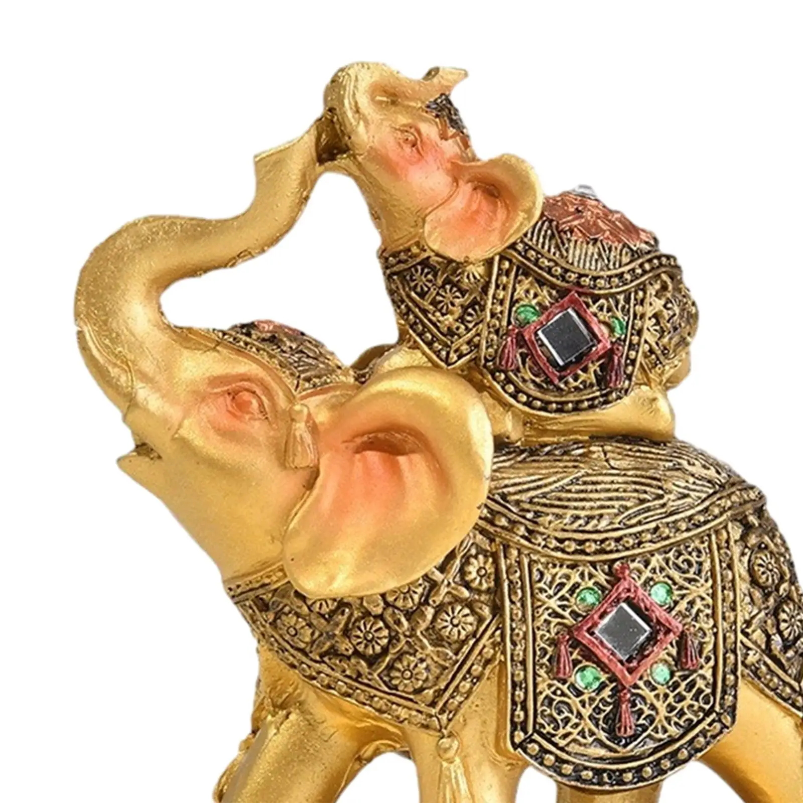 Elephant Statue Elephant Figurines Resin Animal Sculptures Feng Shui for Tabletop NightStand Living Room Party Housewarming