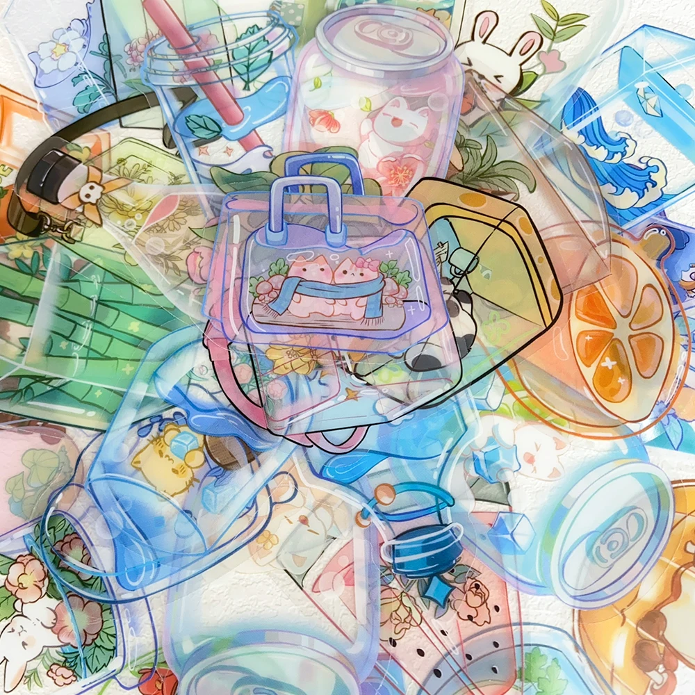 50 stücke Transparente Objekte PET Aufkleber Aufkleber Für Laptop Notebook Skateboard Gitarre Helm DIY Cartoon Ästhetische Aufkleber – Detail 13