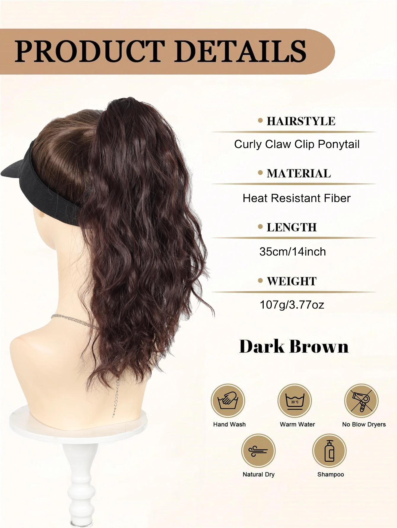 Synthetic Curly Brown Blonde Ponytail Hair Extension