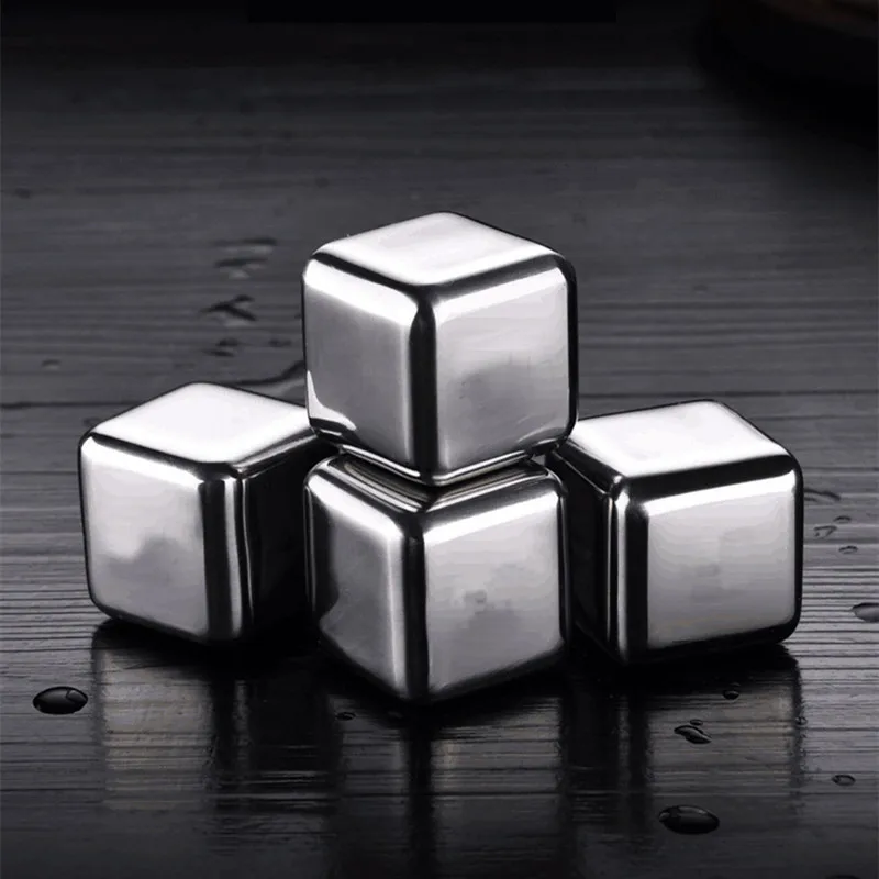 Reusable Ice Creative Metal Frozen Ice Stone Stainless Steel Wine Whisky Stone Thickening Household Bar Party Grain of Cubes