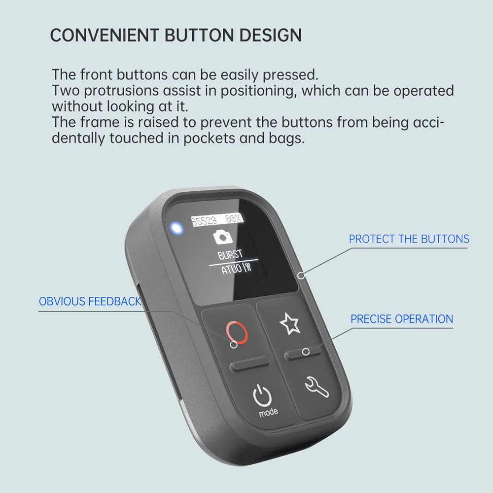 Wireless Smart Remote Control for GoPro Hero 10/9/8 Black/Max/7 Black/6 Black 80M Control Distance with Stick Mount Wrist Strap camera remote shutter button,camera remote shutter release