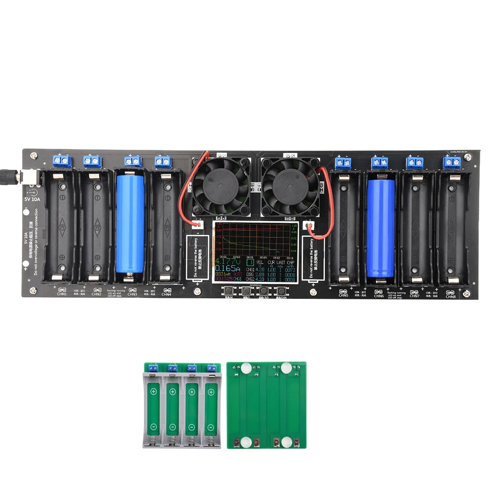 8 Channel 18650 Lithium Battery Capacity Tester Module MAh MWh Digital 18650 Battery Power Detector Tester Module Type-C 5