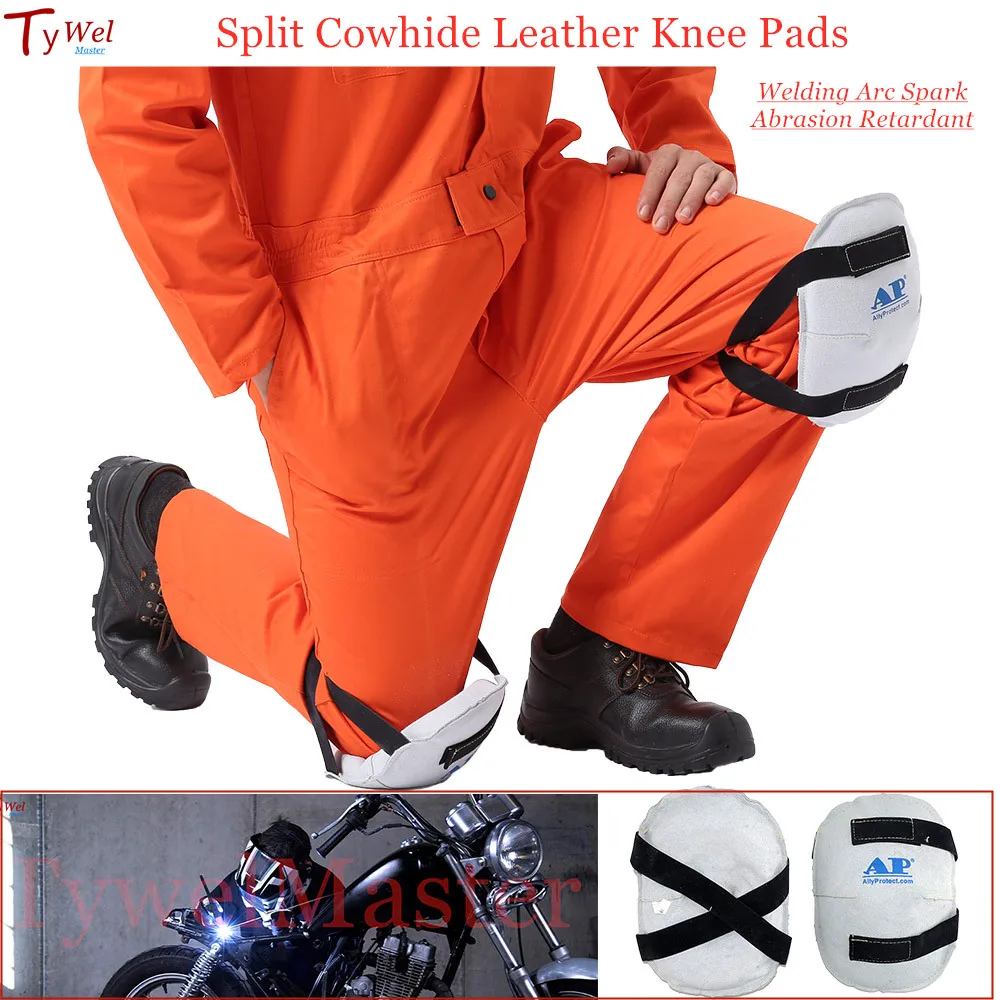 Split Cowhide Leather Knee Pads Sponge Insert Welding Arc Spark
