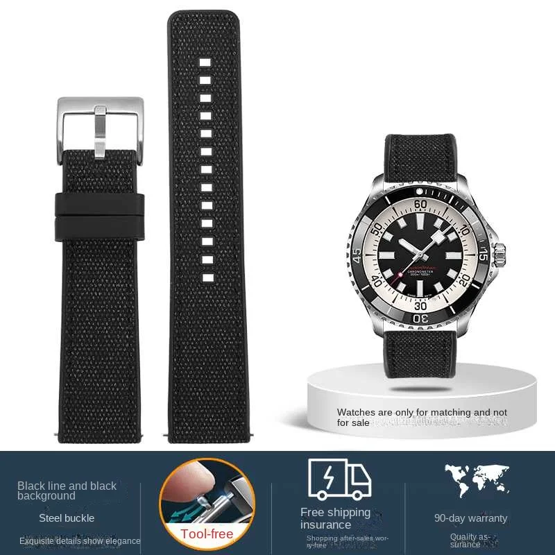 thumbnail image 1 of Correa de reloj de caucho y cuero de 20 mm y 22 mm adaptada a la serie Breitling Avengers Blackbird Professional Endurance Super Ocean, 1 of 5