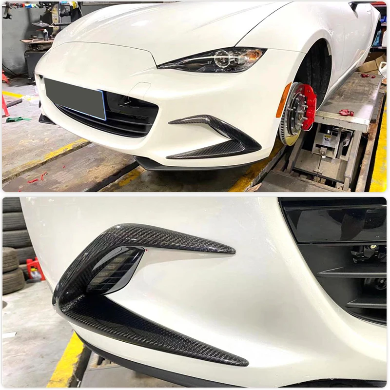 Carbon Fiber Front Bumper Wind Blades for Mazda MX5 MX-5 2022 Front Bumper Vent Fins Canards Splitters Blades