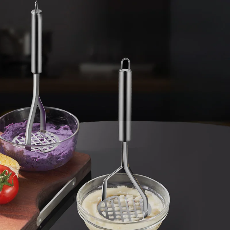 Potato Masher Stainless Steel Potato Pusher Pressed Potato Masher Ricer Puree Fruit Juice Maker Smooth Mashed Potatoes Crusher Kitchen Gadget