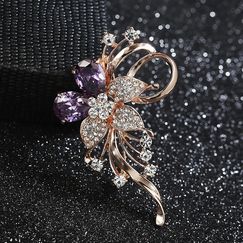 Elegant Women Flower Rhinestone Luxury Brooches Pins Fashion Exquisite  Planet Lady Wedding Party Accessories Brooch Pin Gift