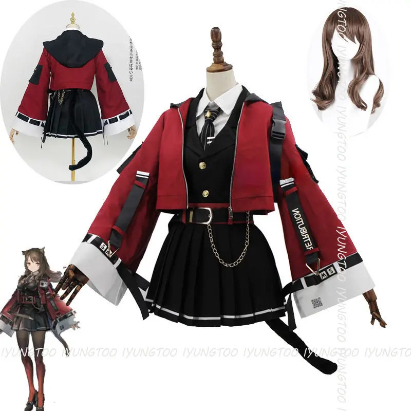 

New Arknights Game! SkyFire TEXAS Cosplay Costume Women Cute Dress Halloween Carnival Party Uniforms Set and Wig