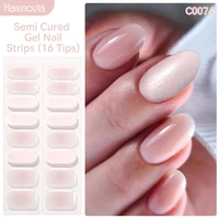 Jelly Pink Glitter Semi Cured Gel Nail Sticker Long-Lasting UV Nail Sticker UV/LED Extension Gel Polish Full Cover 6