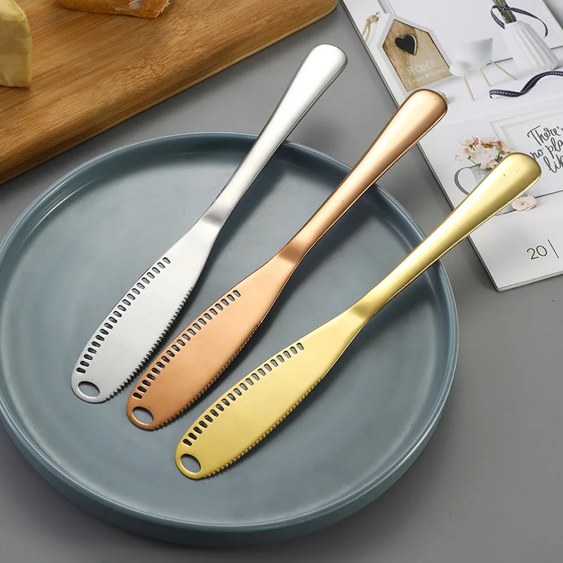 1PC Multi Functional Stainless Steel Perforated Butter Knife Tools Dessert Jam Knife Tableware Tools Kitchen Toast Utensils