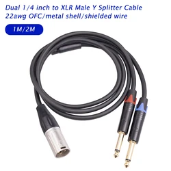 Premium XLR to Dual 6.35mm TS Mono Splitter Cable for Microphones and Amplifiers