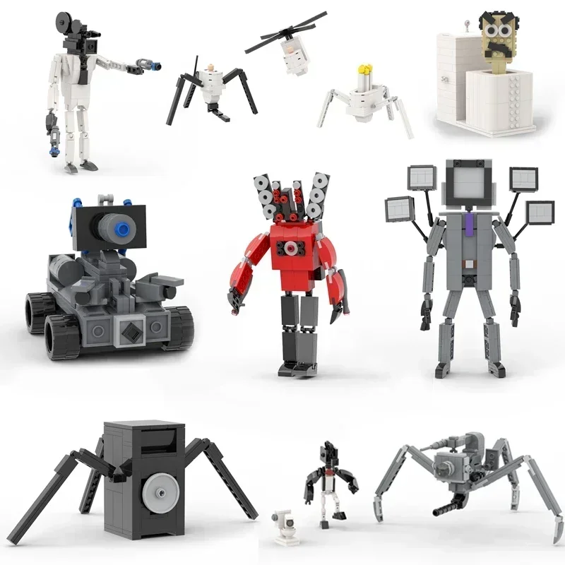 Buildmoc Skibidi Toilet Woffer Man Building Blocks Set Scientist Cameraman G-Man Battle Pack Mattoni Giocattoli Bambini Regali Di Compleanno