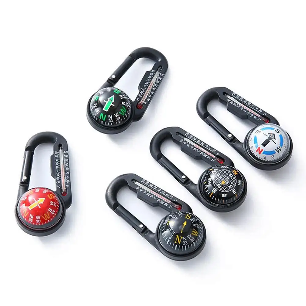 Description Picture 3 of itemOutdoor Mountaineering Buckle Compass Pointer Mini Keychain Thermometer Compass Key Hook Camping Tools Compass Carabiners