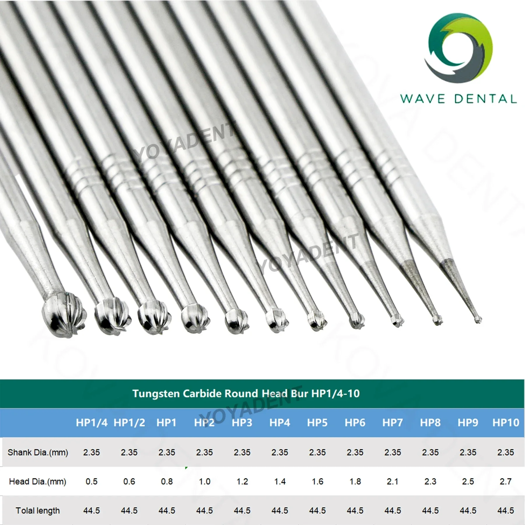 WAVE Dental Strawberries Dental Burs Tungsten Carbide Burs HP Dia 2.35mm For Straight Nose Cone Handpiece Dentist Tools 5Pcs 2