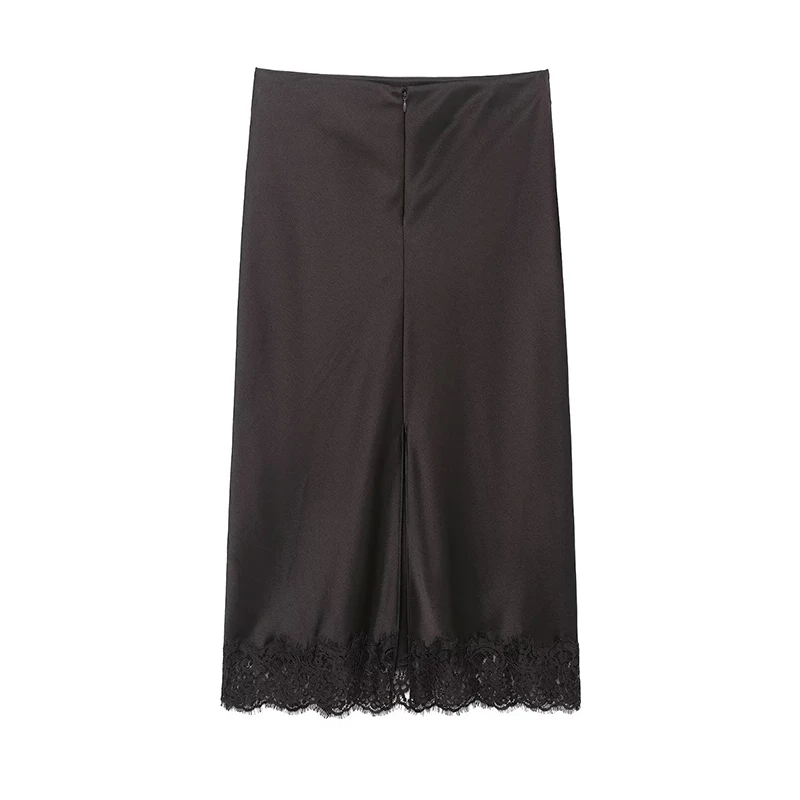 Women Lace Midi Skirts Two Piece Sets 2025 New Chic Fashion Satin Lace Sling Top Women's Suits Sexy Elegant Woman Outfits