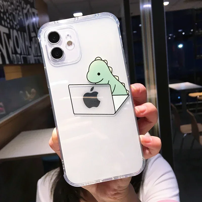 Cute Dinosaur Clear Phone Case - Soft Shockproof Cover
