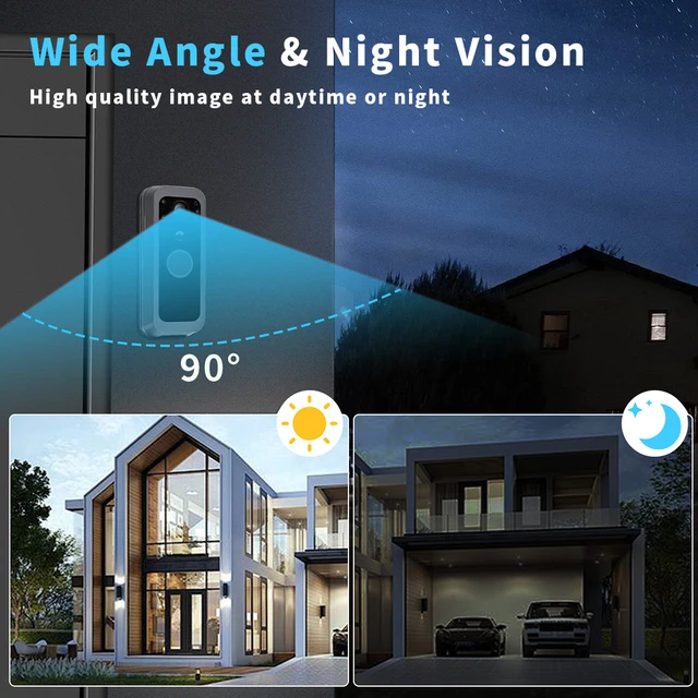 2.4Ghz Wireless Video Doorbell IP65 Outdoor Monitoring Two Way Audio Intercom Door Camera PIR Motion Detection 4' IPS Screen 6