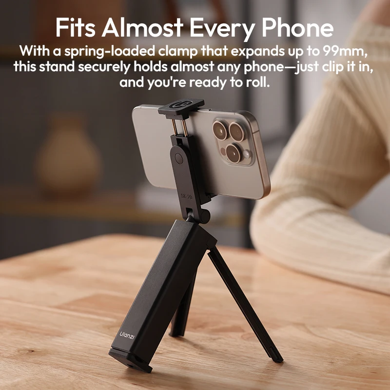 Ulanzi SK-20 Travel Phone Holder for Smartphone Vertical Horizontal for Livestream Overhead Shots Vlog 360° Rotation Photography