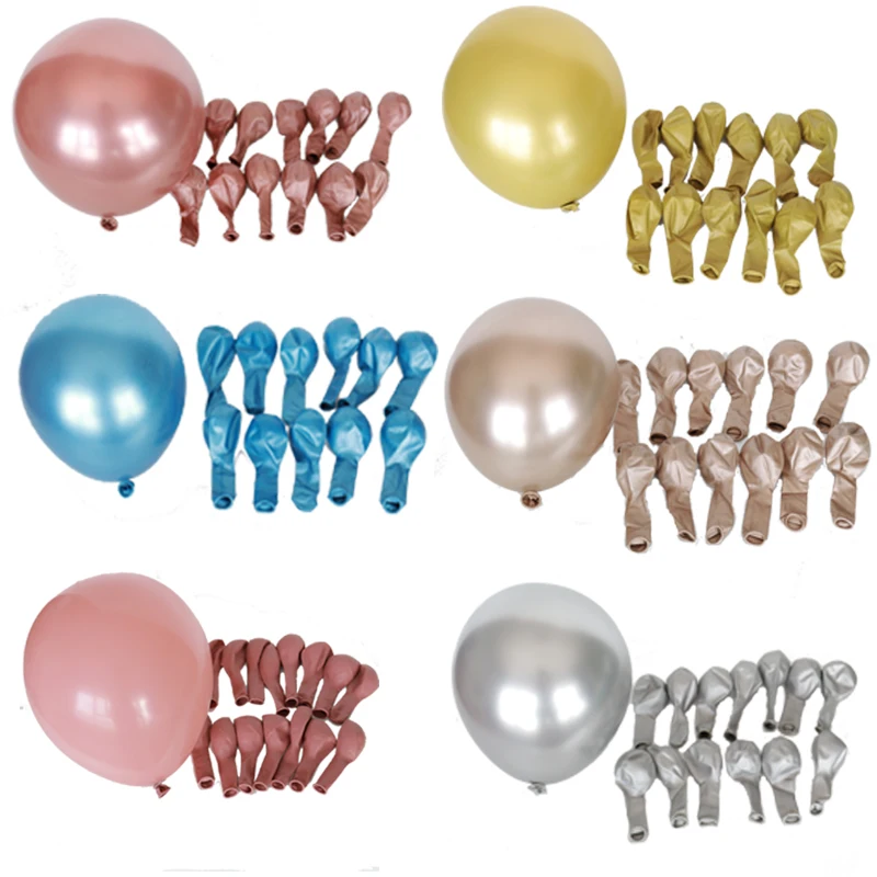 

10inch 10/30/50 Pcs Latex Balloon Gold Silver Green Blue Wedding Happy Birthday Latex Metallic Chrome Ballon Decoration