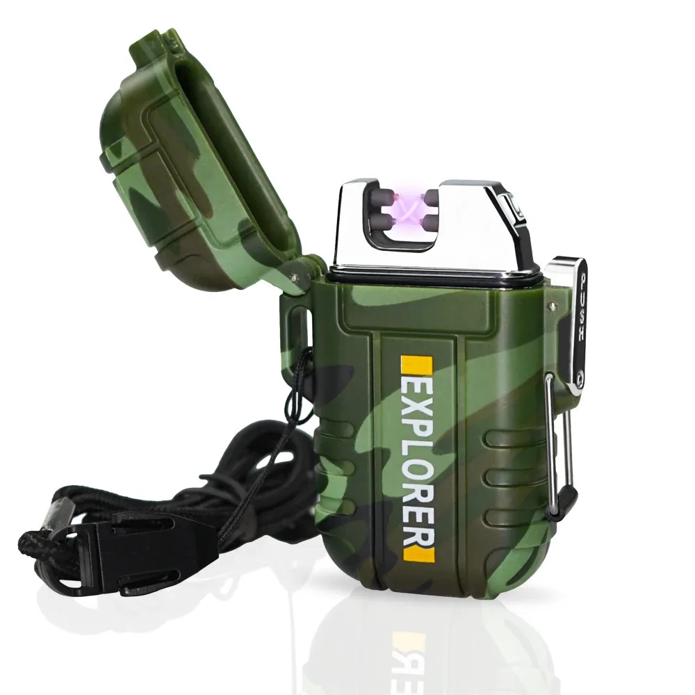 Outdoor Waterproof Usb Electric Lighter Windproof Dual Arc Plasma Lighters  Smoking Accessories BBQ Candle Lighter for Explorer - AliExpress