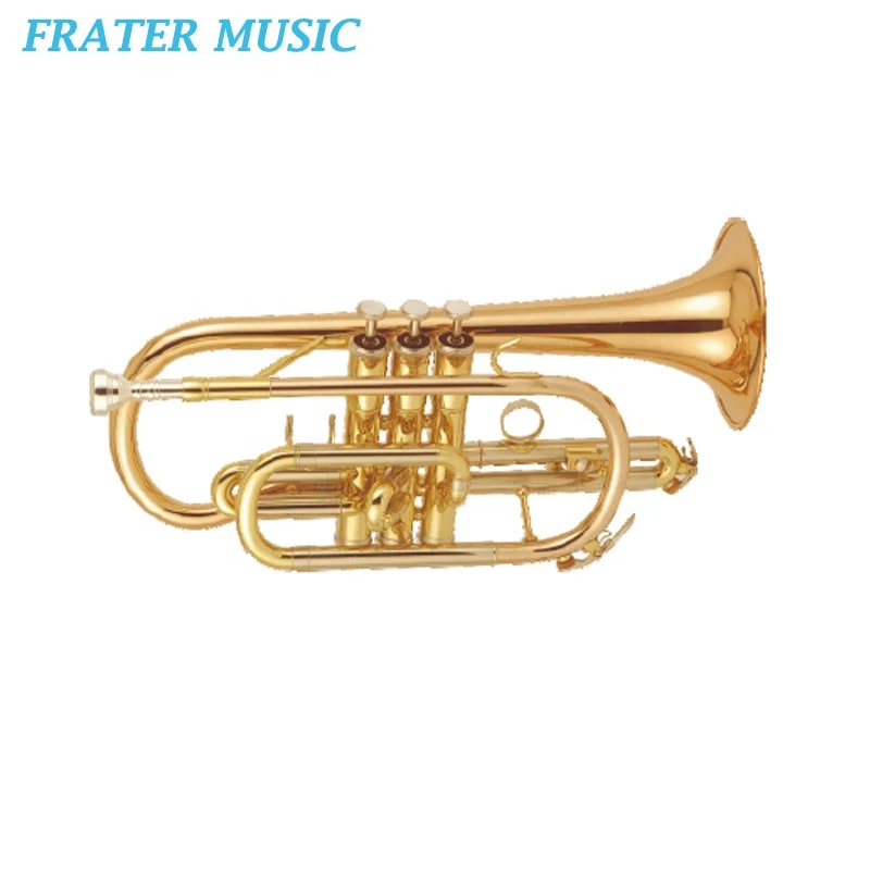 Good Quality Gold Lacquer Phosphor Copper Body Bb Tone Piston Cornet (JCR-231)