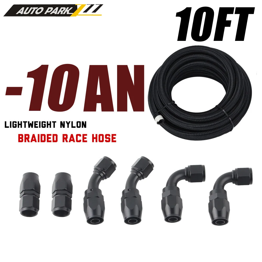 

10 футов AN6/810 нейлоновый Плетеный маслоохладитель топливный шланг прямой 45 90 градусов поворотный фитинг