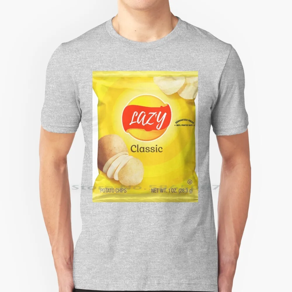 Lazy Potato Chips T Shirt 100% Cotone Depone Patatine Fritte Classic Chip Classic Patatine Jack N Jill Patatine Fritte Cavo Rosso