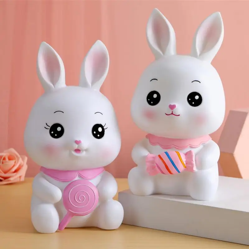 Bunny Bank Shatterproof Bunny Money Bank Shatterproof Cartoon Rabbit Banks Kids Saving Money Jar Animal Figurine For Kid