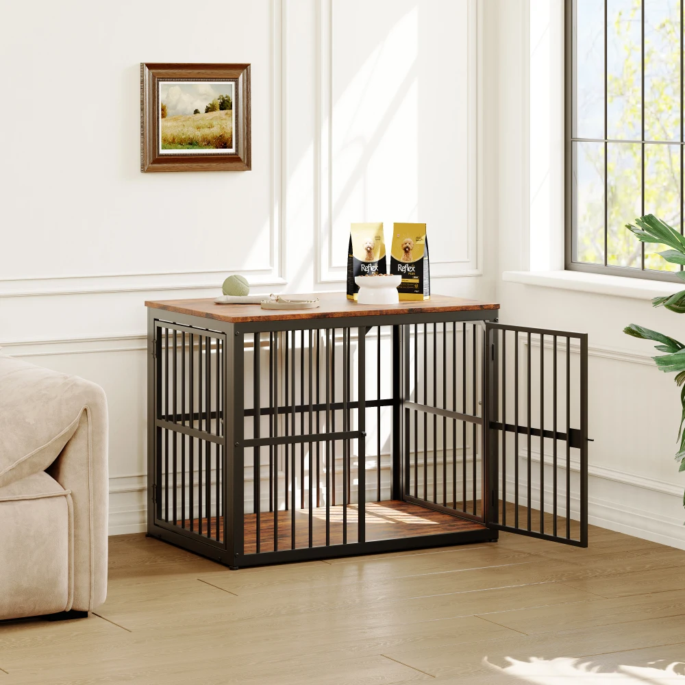 Modularer Hundekäfig als Möbelstück mit wasserdichter Tischplatte, 2-in-1 Beistelltisch/Nachttisch, kombinierbar und stapelbar für mehrere Hunde – Detail 23