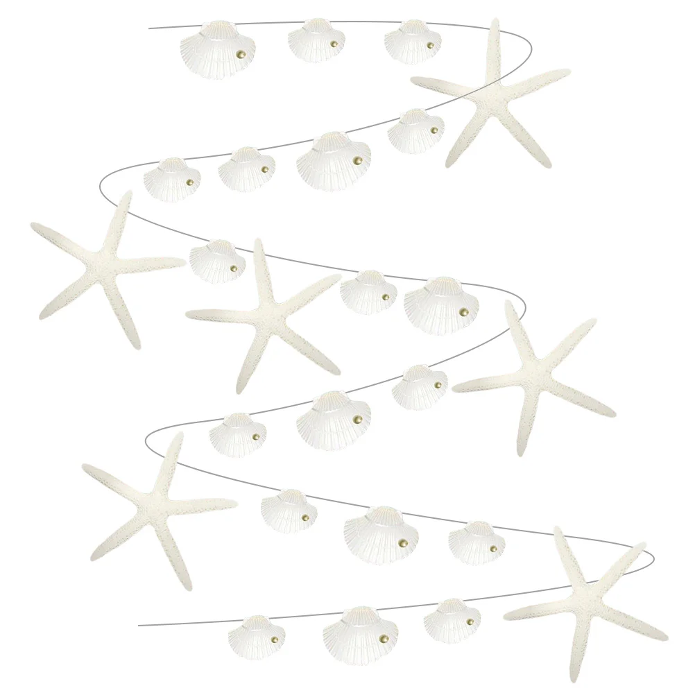 

Starfish Shell Pull Flag Sea Theme Party Banner Under Decorations Hanging Paper Ocean Baby