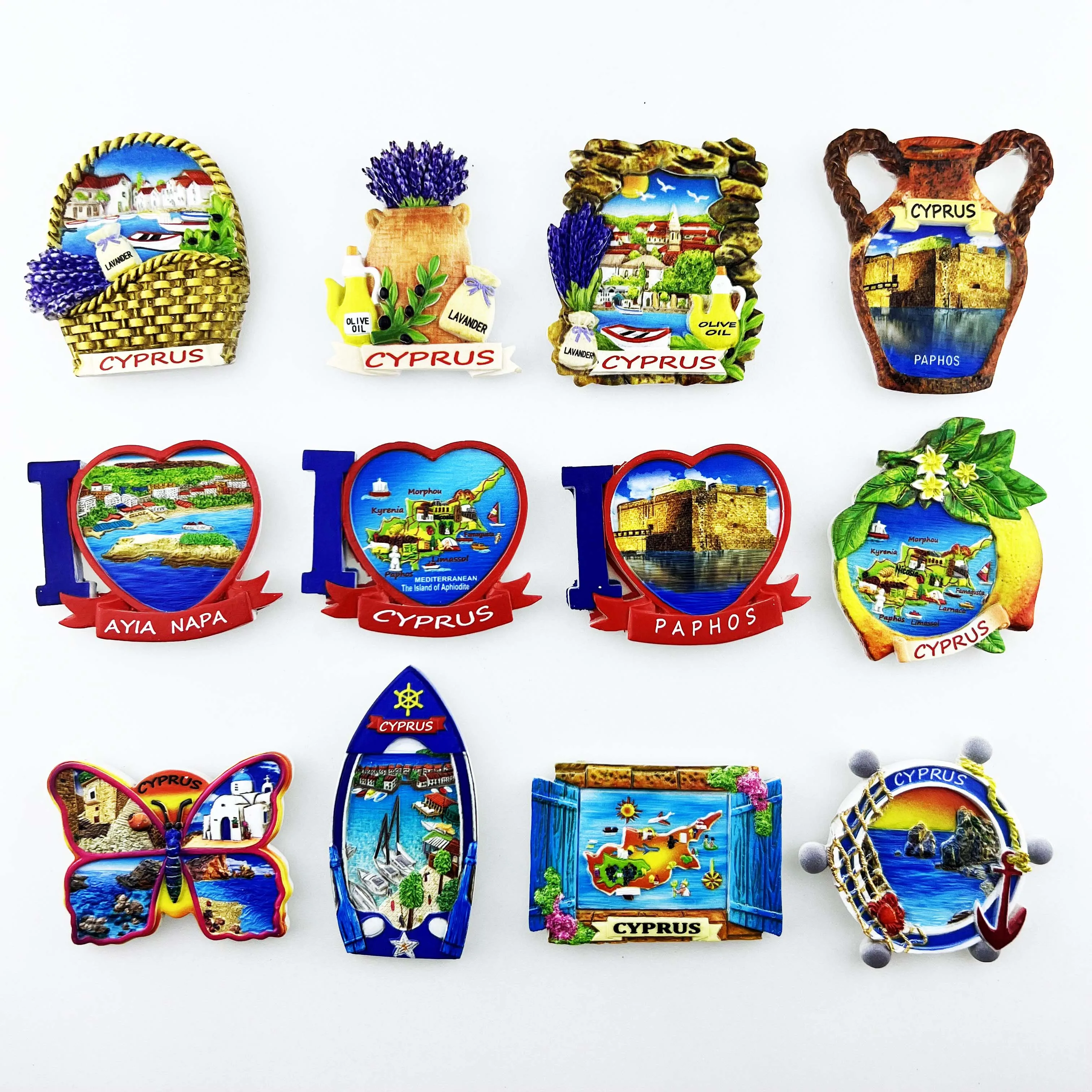 Magnetic Fridge Magnets Magnetic Sticker Magnetic Fridge Stickers Refrigerator Decor Europe Cyprus 3D Flavour Fridge Magnet Tourist Souvenirs Refrigerator Magnetic Stickers Travel collection Gift