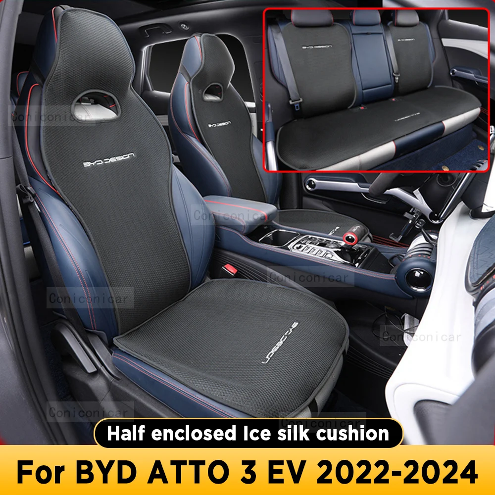 

For BYD ATTO 3 EV 2022 2023 2024 Four Seasons Car Seat Cover Breathable Ice Silk Car Seat Cushion Protector Pad Front Fit Most