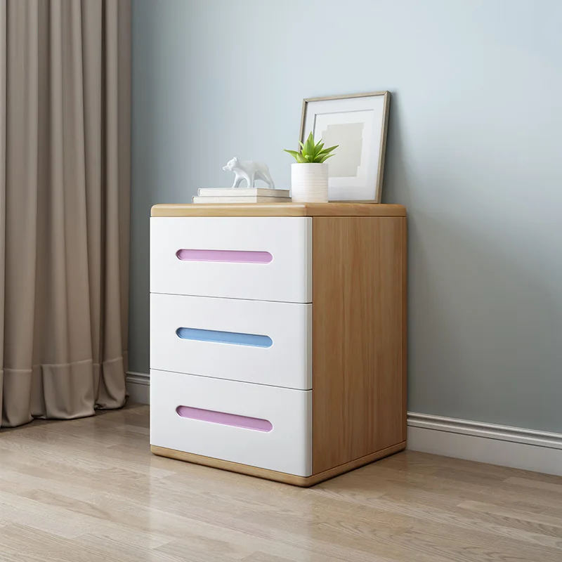 All solid wood bedside table simple modern small bedroom storage cabinet mini locker with lock chest cabinet Nordic complete