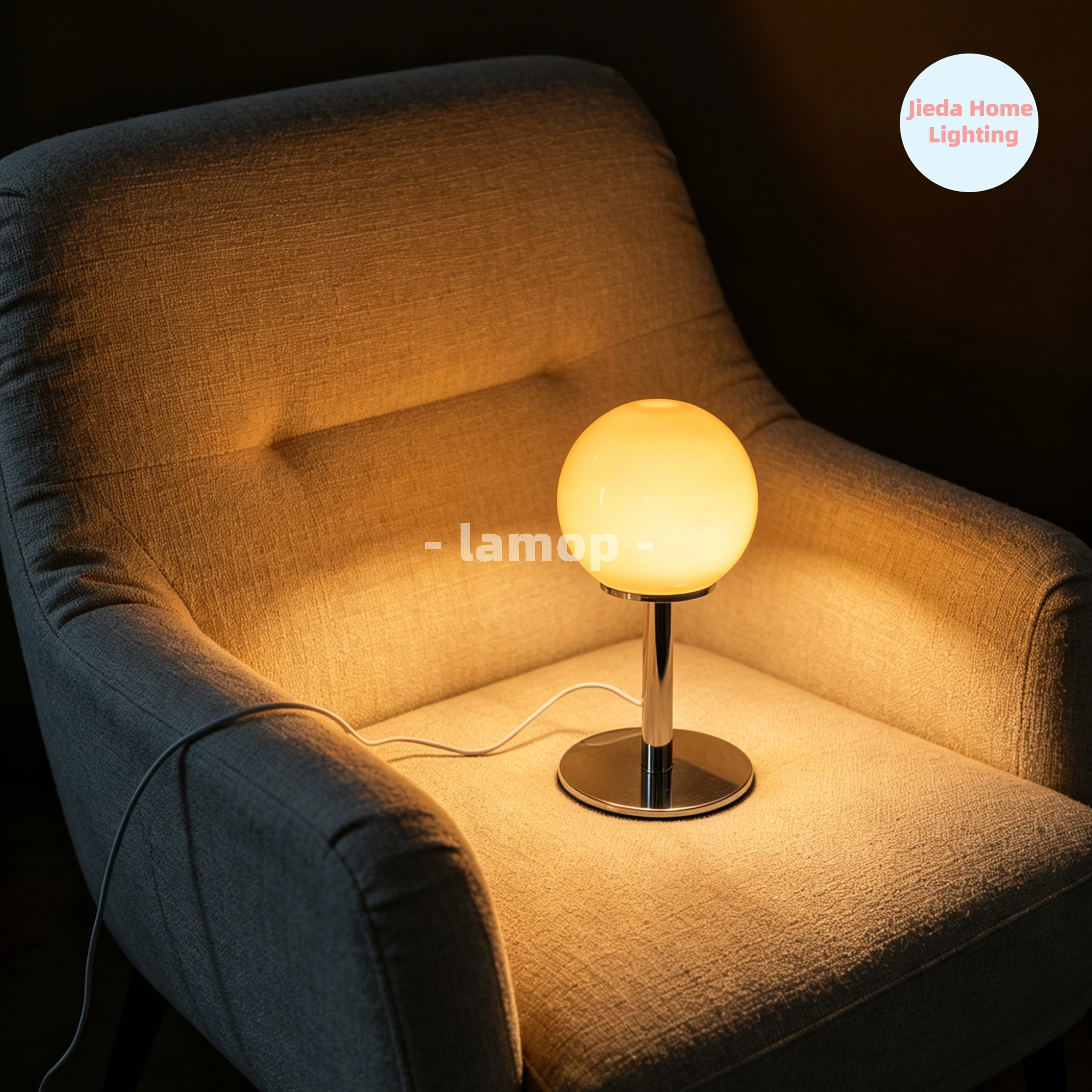 Vibrant Orange Star Orb Glass Table Lamp - Italian Geometric Design, Adjustable Color Temperature Bedside & Living Decor