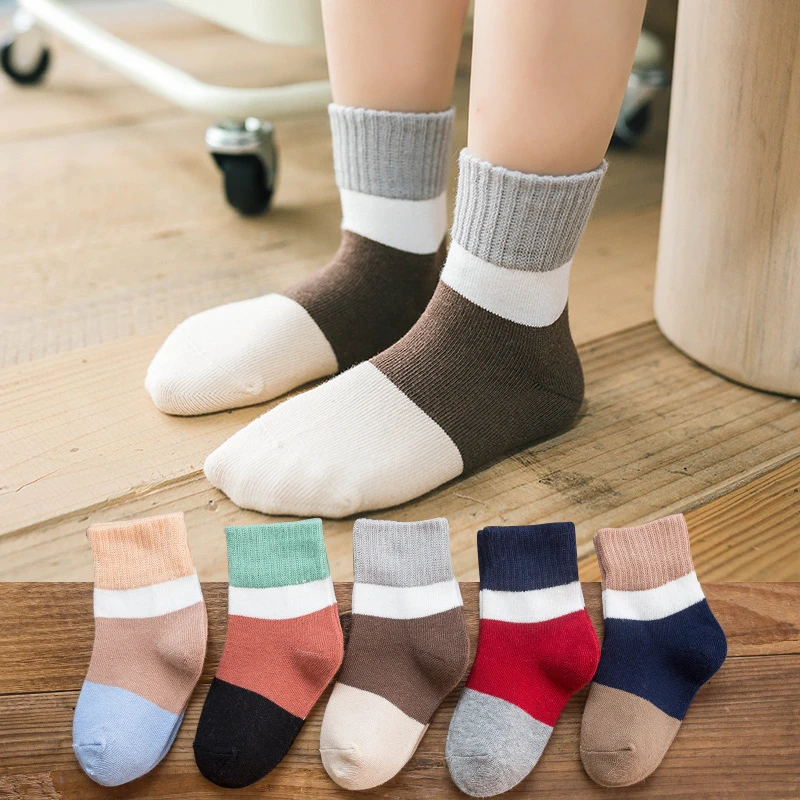 5 Pairs Baby Boy Socks Children Spring Autumn Striped Socks for Girls