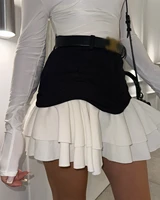 Chic Ruffles Women's Midi Skirt High Waisted Pleated Splice A Line Skirts 2025 Fashion Spring Summer New In Clothing Lady Street - Image 2