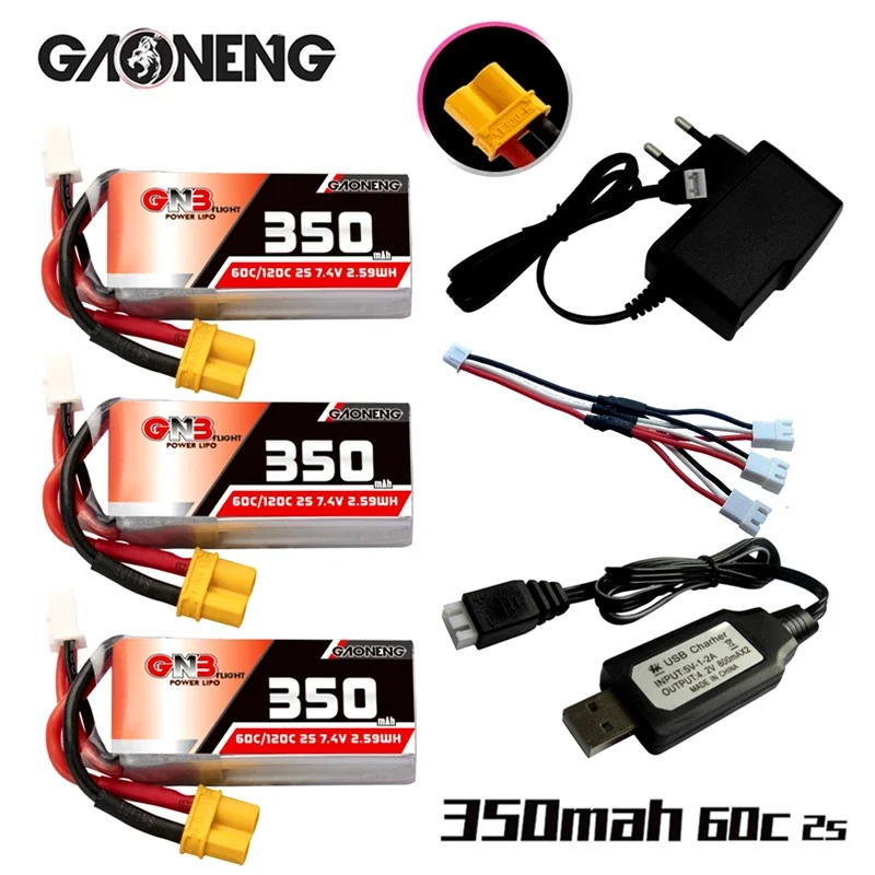 Gaoneng Gnb 350Mah 2S 7.4V 60C/120C Hv Lipo Batteria Xt30 Spina Per Beta75X Rc Drone Fpv Racing Drone + Caricabatterie