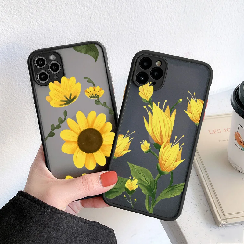 Sunflower & Chrysanthemum Shockproof Phone Case - Vibrant Floral Design Back Cover