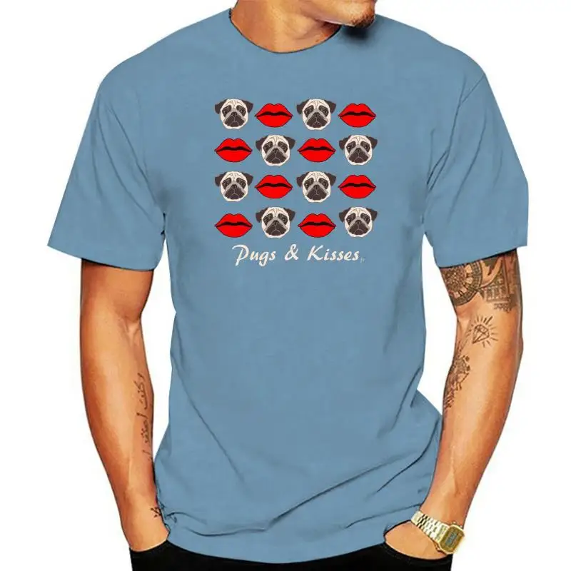 

2022 Fashion Hot Sale Pugs &amp Kisses Red Lipstick Lips Womens T-Shirt Tee Shirt