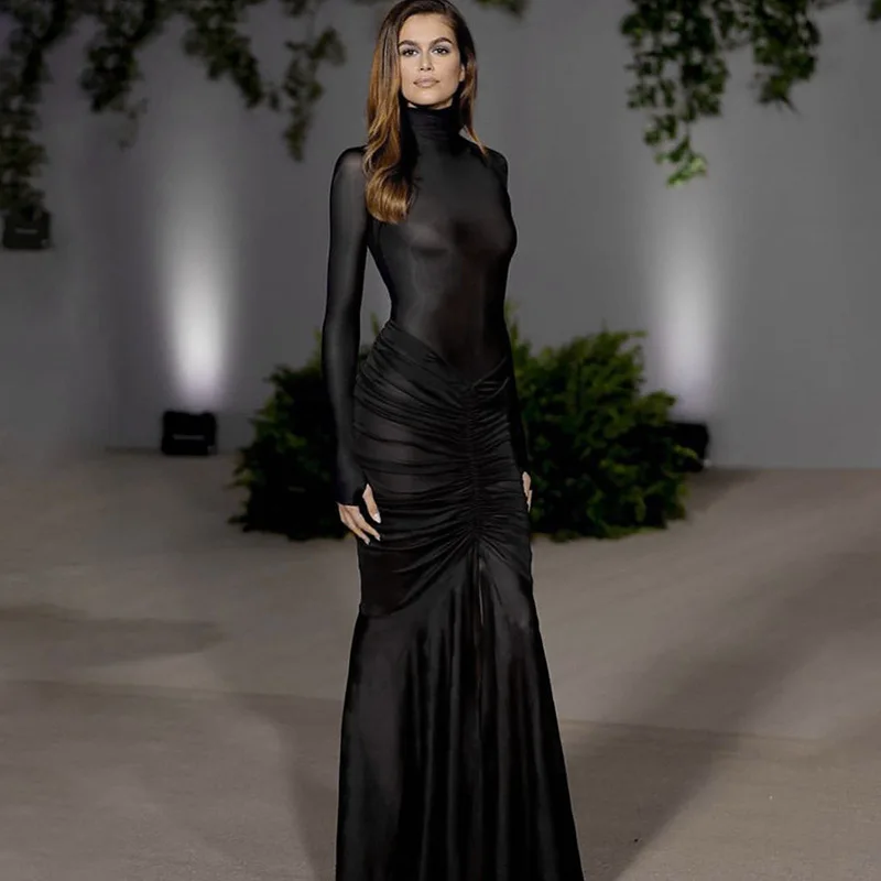 

European and American Women's New Fashionable Pullover, High Neck Slim Fit, Buttocks Sexy Backless Set, Spring/summer 2024